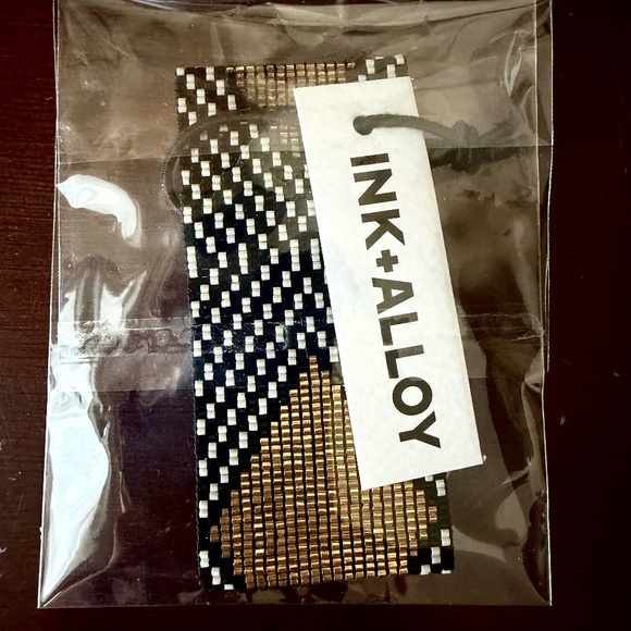 INK + ALLOY  Brooklyn / Black White Gold Diamond Luxe Stretch Bracelet NWT - Picture 3 of 3